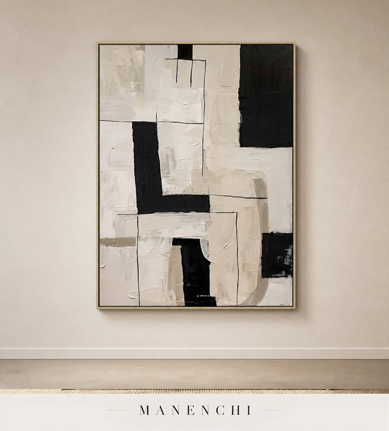 Recessed Planes | Contemporary Wall Art - original hand-painted painting by Manenchi, styled in a room setting