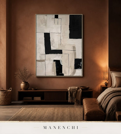 Recessed Planes | Contemporary Wall Art - original hand-painted painting by Manenchi, styled in a room setting