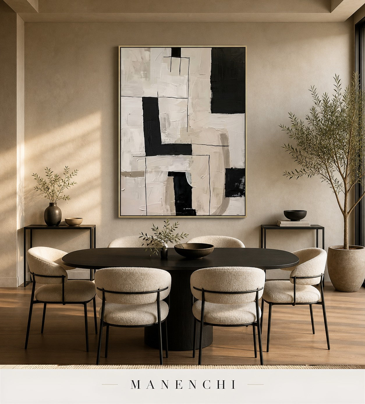 Recessed Planes | Contemporary Wall Art - original hand-painted painting by Manenchi, styled in a room setting