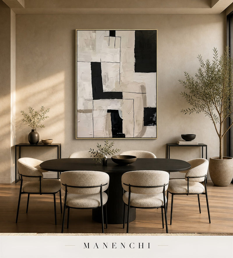Recessed Planes | Contemporary Wall Art - original hand-painted painting by Manenchi, styled in a room setting