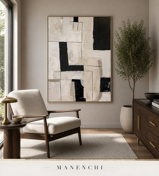 Recessed Planes | Contemporary Wall Art - original hand-painted painting by Manenchi, styled in a room setting
