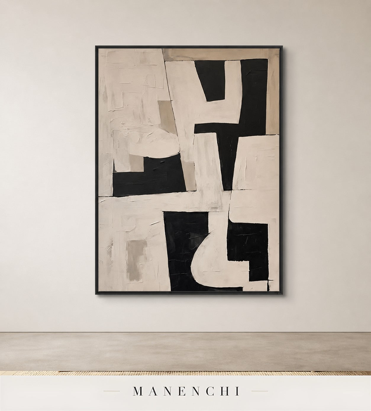 Gesso Facets | Contemporary Wall Art - original hand-painted painting by Manenchi, styled in a room setting