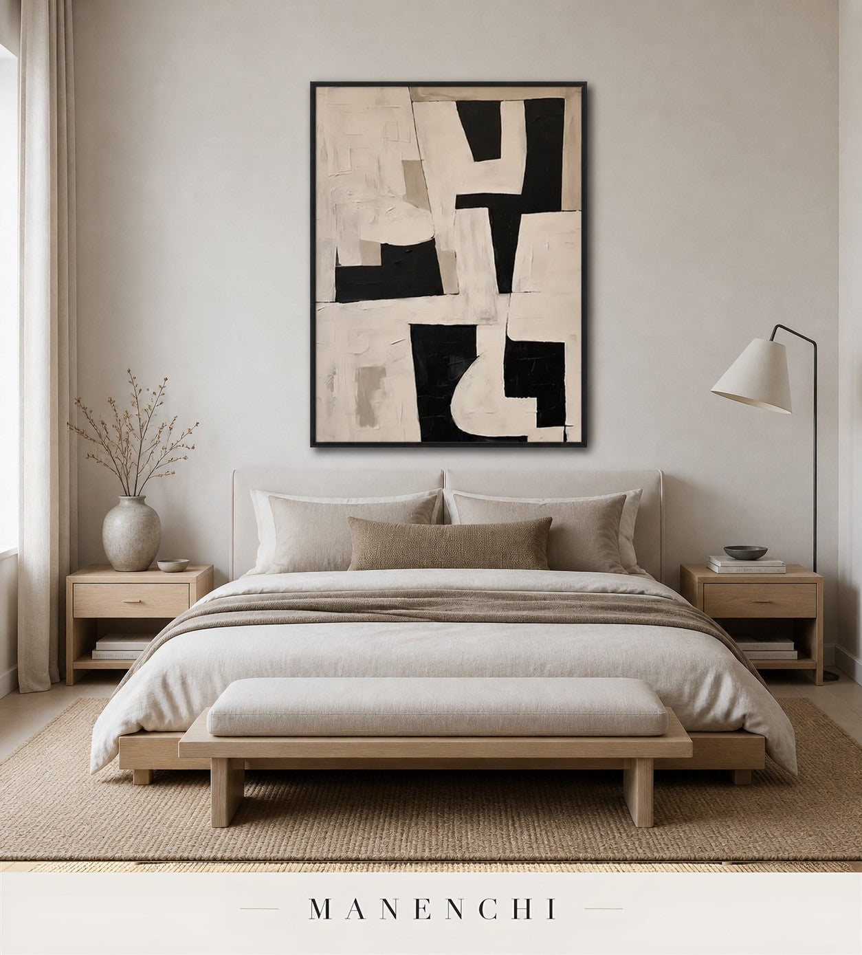Gesso Facets | Contemporary Wall Art - original hand-painted painting by Manenchi, styled in a room setting