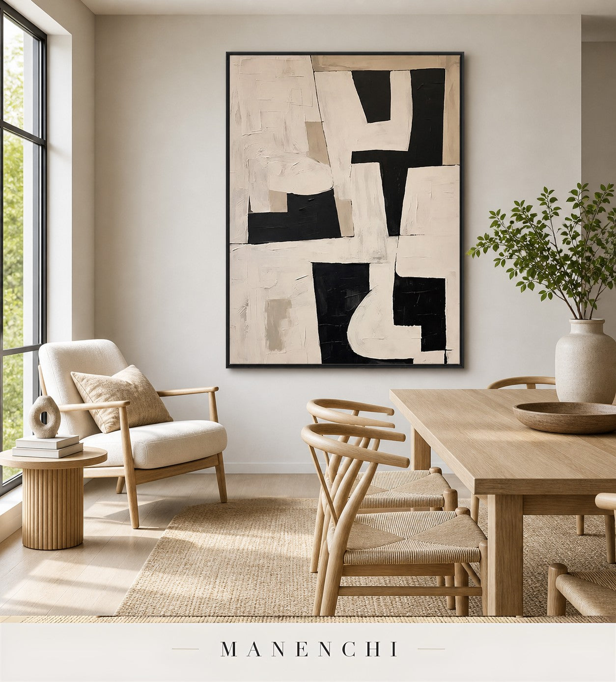 Gesso Facets | Contemporary Wall Art - original hand-painted painting by Manenchi, styled in a room setting