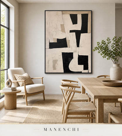 Gesso Facets | Contemporary Wall Art - original hand-painted painting by Manenchi, styled in a room setting