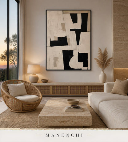 Gesso Facets | Contemporary Wall Art - original hand-painted painting by Manenchi, styled in a room setting