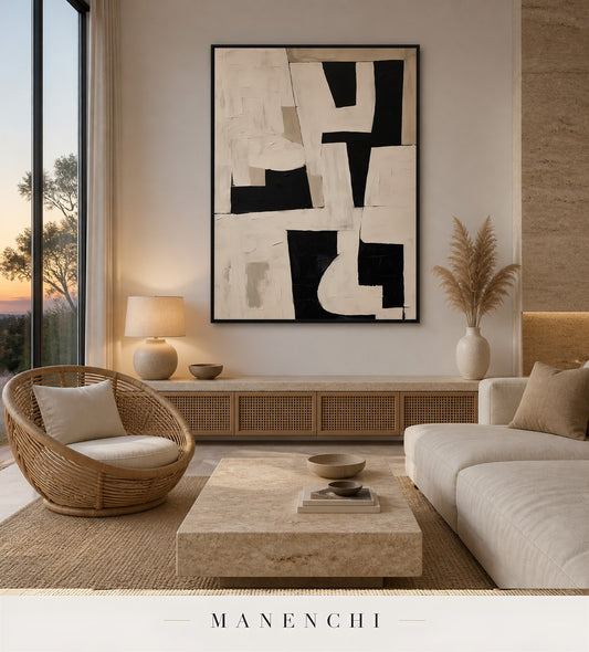 Gesso Facets | Contemporary Wall Art - original hand-painted painting by Manenchi, styled in a room setting