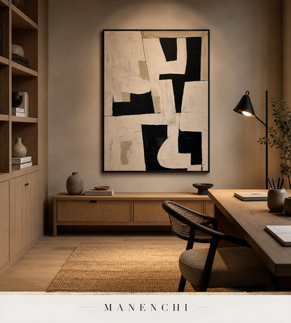 Gesso Facets | Contemporary Wall Art - original hand-painted painting by Manenchi, styled in a room setting