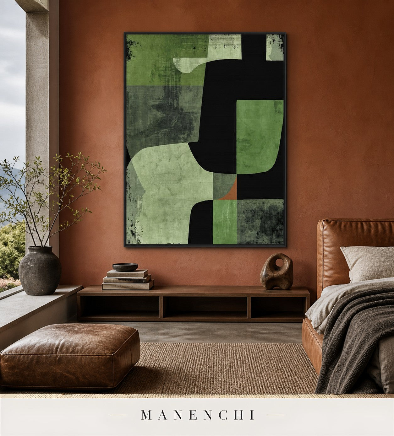 Scored Vellum | Contemporary Wall Art - original hand-painted painting by Manenchi, styled in a room setting
