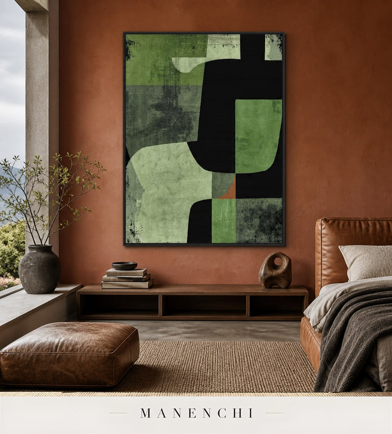 Scored Vellum | Contemporary Wall Art - original hand-painted painting by Manenchi, styled in a room setting
