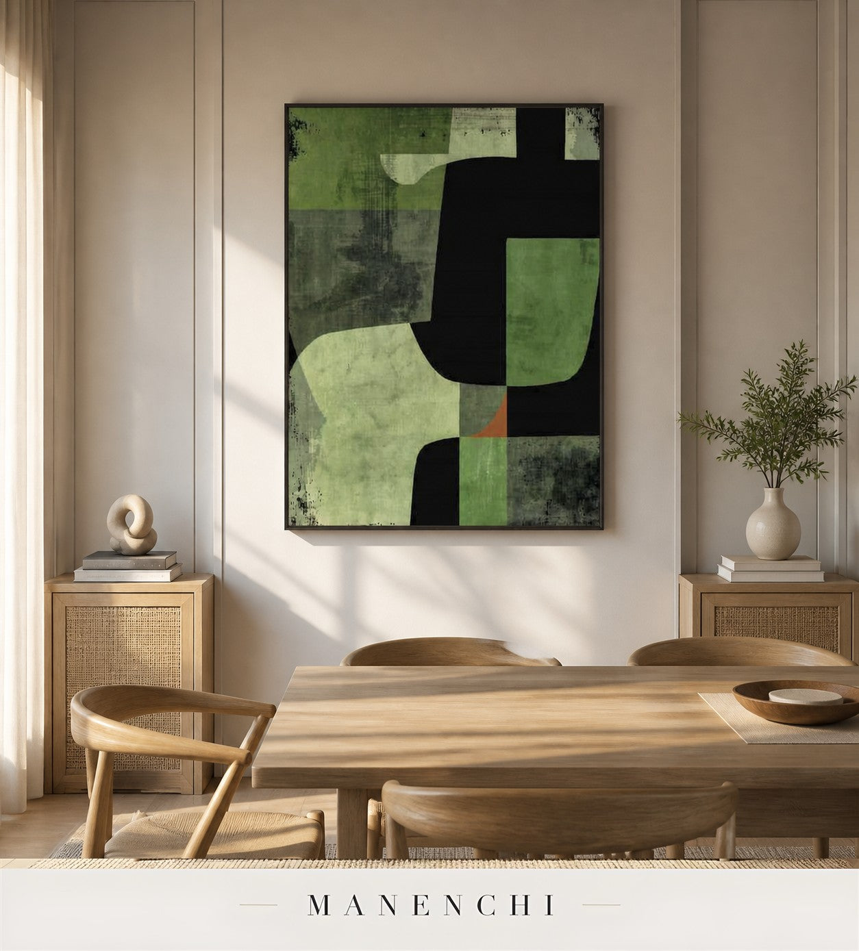 Scored Vellum | Contemporary Wall Art - original hand-painted painting by Manenchi, styled in a room setting