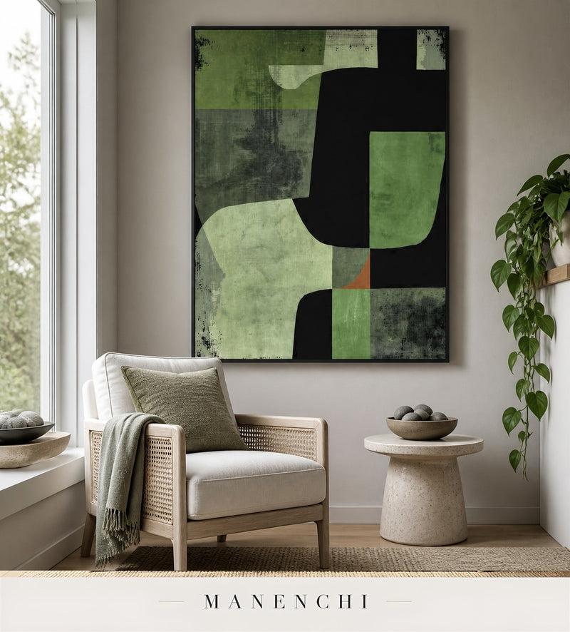 Scored Vellum | Contemporary Wall Art - original hand-painted painting by Manenchi, styled in a room setting
