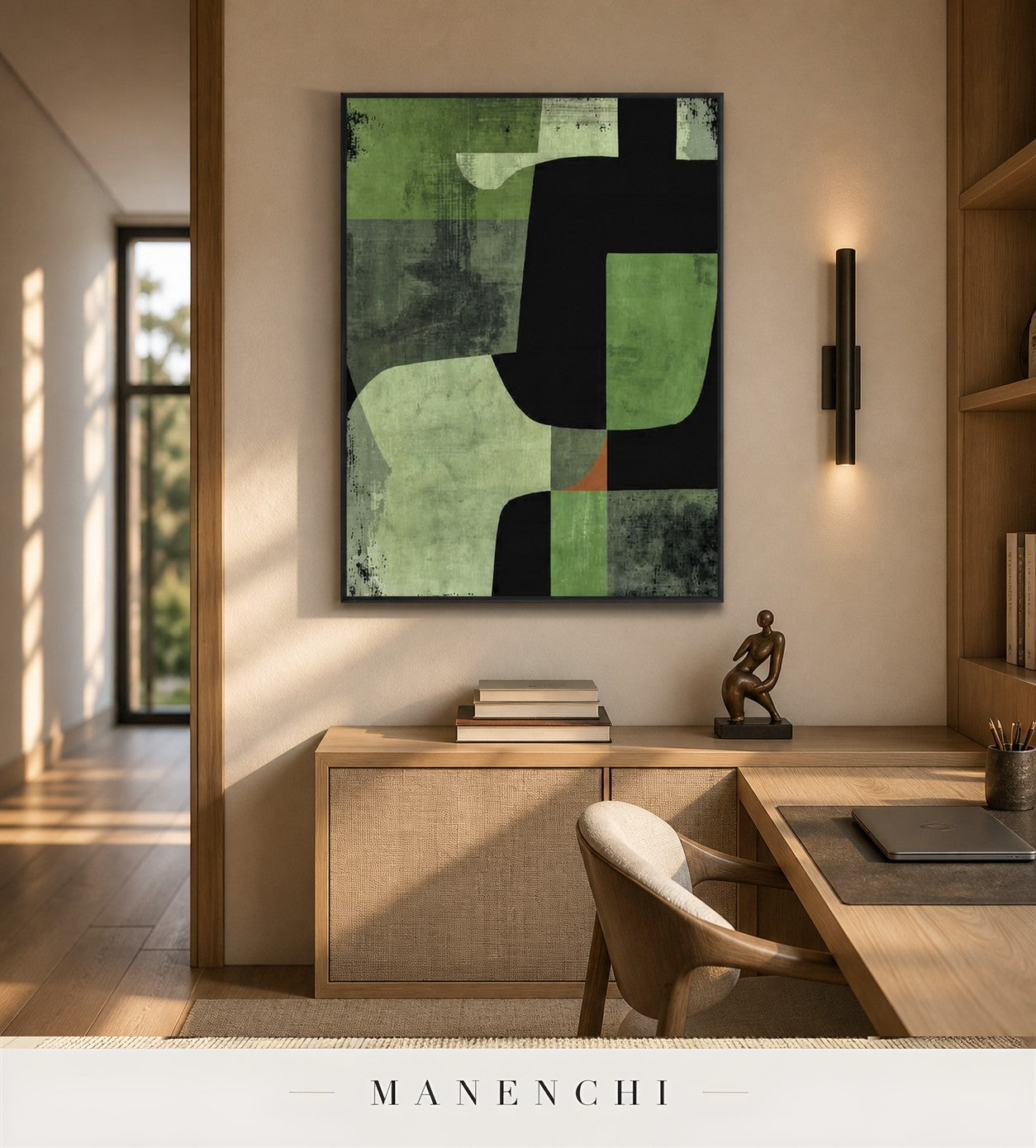 Scored Vellum | Contemporary Wall Art - original hand-painted painting by Manenchi, styled in a room setting