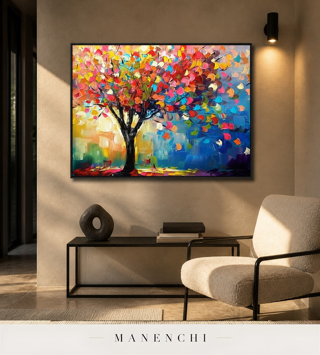 Dynamic Pigment | Contemporary Wall Art - original hand-painted painting by Manenchi, styled in a room setting