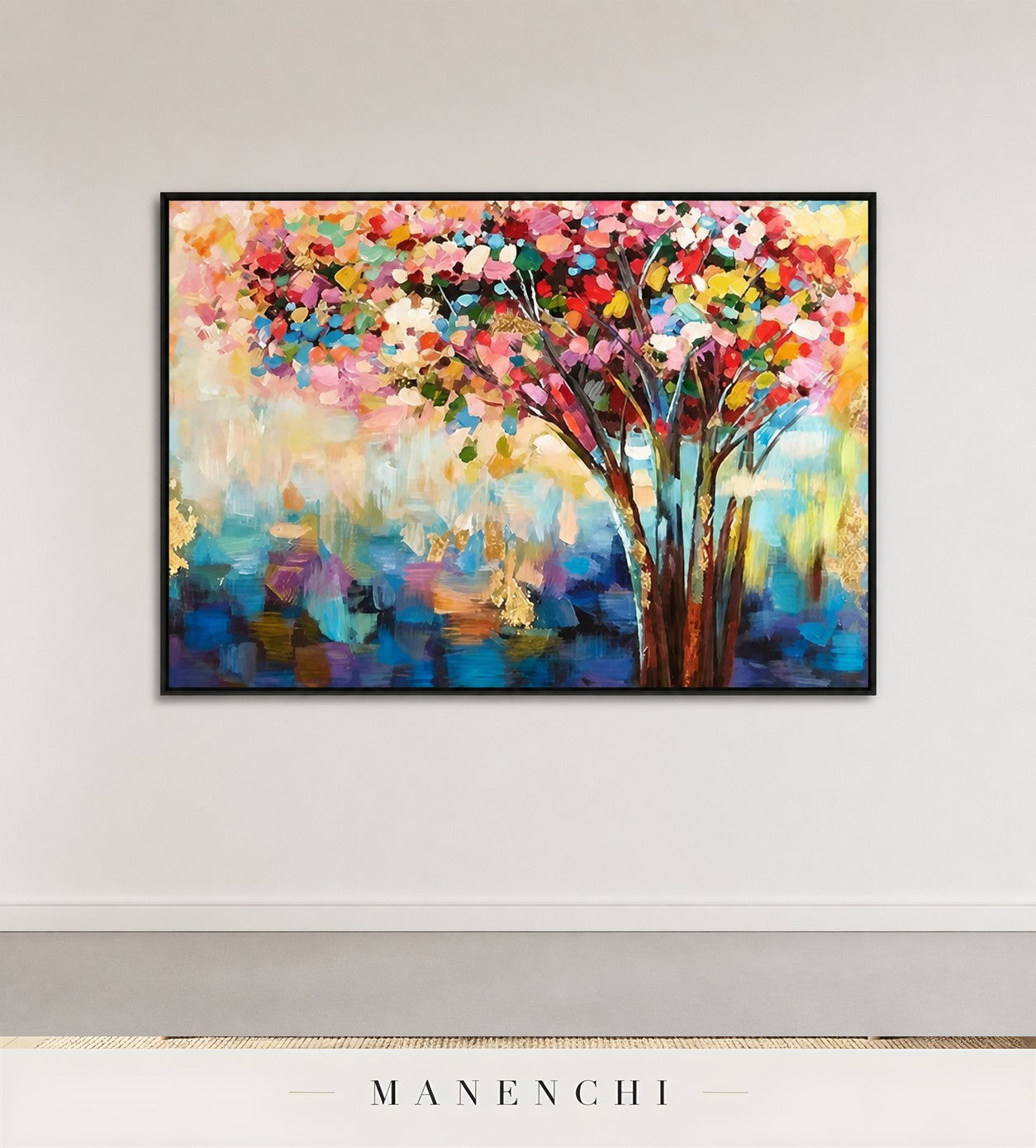 Burnished Canopy | Floral Wall Art - original hand-painted painting by Manenchi, styled in a room setting