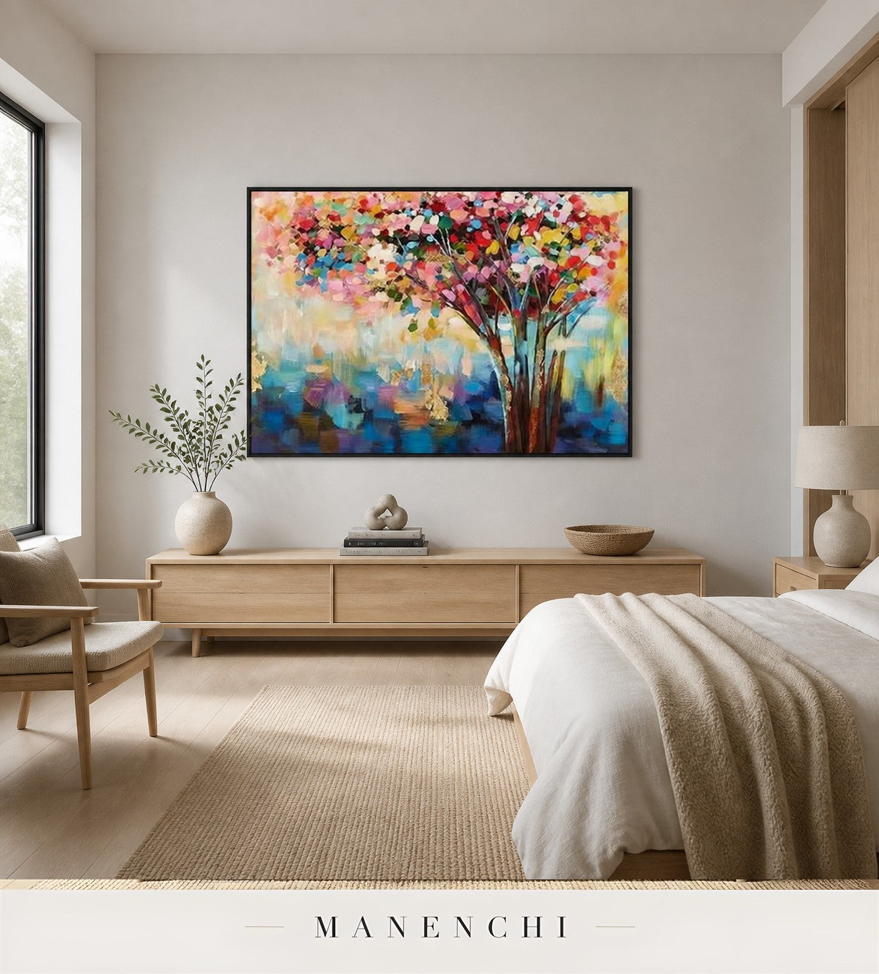 Burnished Canopy | Floral Wall Art - original hand-painted painting by Manenchi, styled in a room setting
