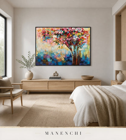 Burnished Canopy | Floral Wall Art - original hand-painted painting by Manenchi, styled in a room setting