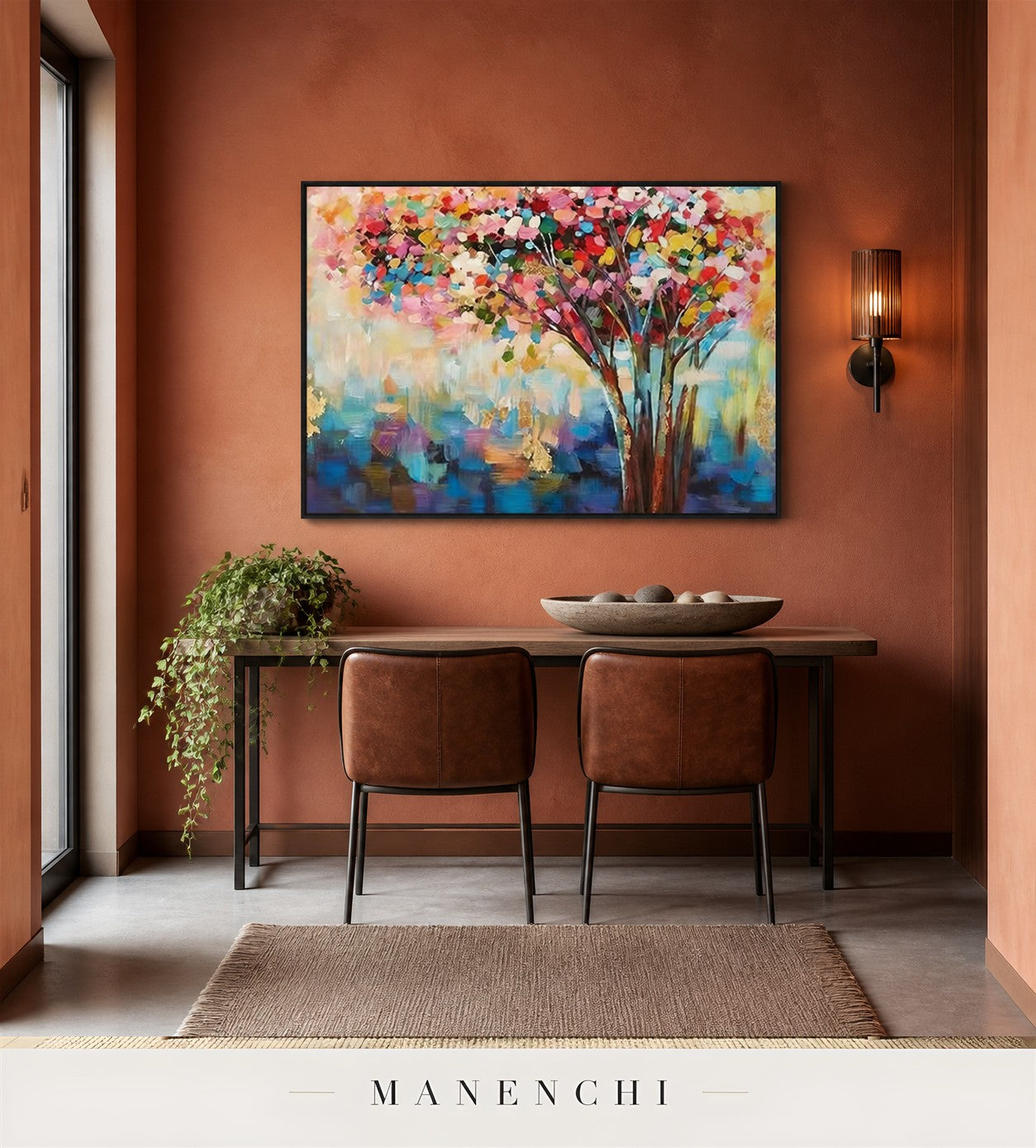 Burnished Canopy | Floral Wall Art - original hand-painted painting by Manenchi, styled in a room setting