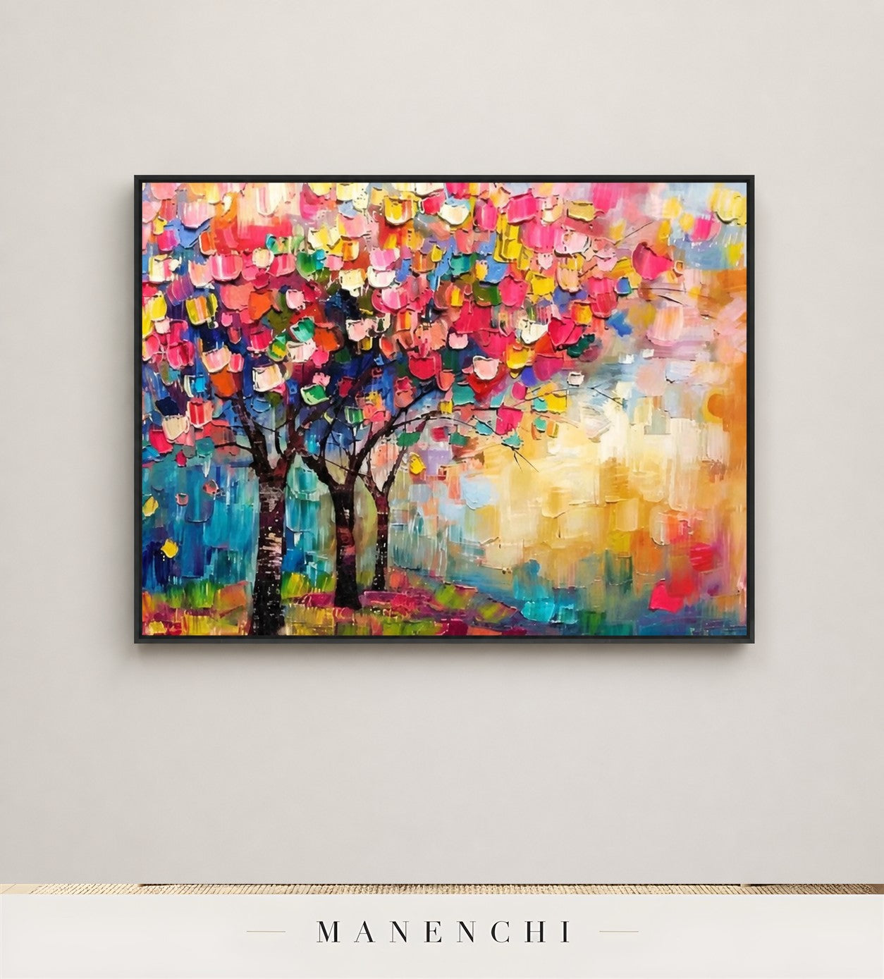 Billowing Chroma | Contemporary Wall Art - original hand-painted painting by Manenchi, styled in a room setting
