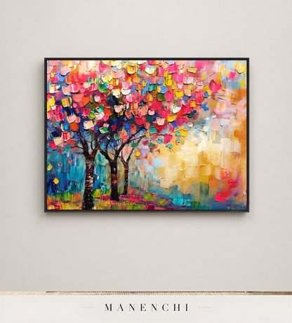 Billowing Chroma | Contemporary Wall Art - original hand-painted painting by Manenchi, styled in a room setting