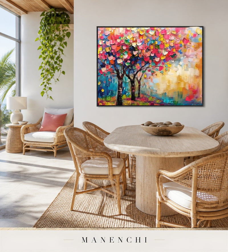 Billowing Chroma | Contemporary Wall Art - original hand-painted painting by Manenchi, styled in a room setting