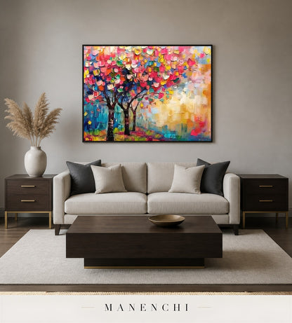 Billowing Chroma | Contemporary Wall Art - original hand-painted painting by Manenchi, styled in a room setting