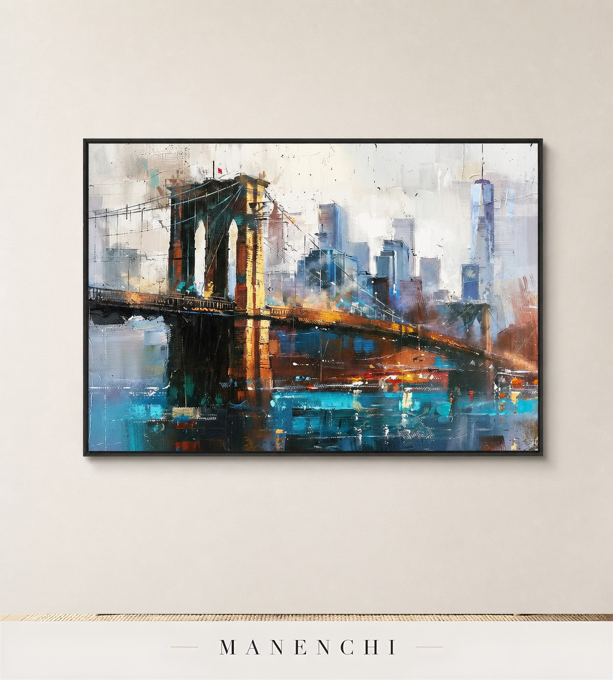 Ridged Architecture | Contemporary Wall Art - original hand-painted painting by Manenchi, styled in a room setting
