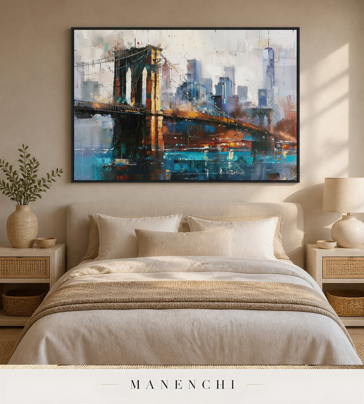 Ridged Architecture | Contemporary Wall Art - original hand-painted painting by Manenchi, styled in a room setting