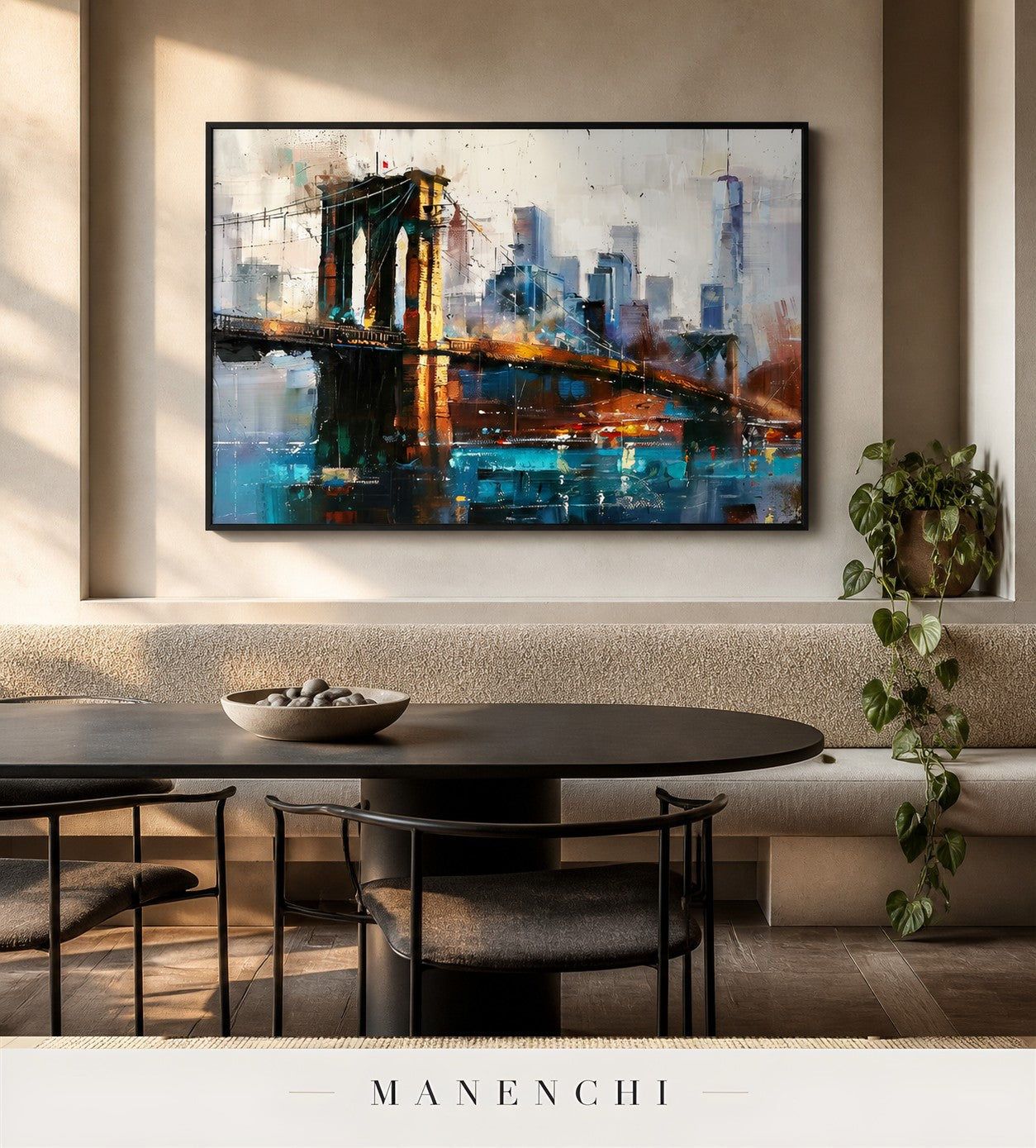 Ridged Architecture | Contemporary Wall Art - original hand-painted painting by Manenchi, styled in a room setting