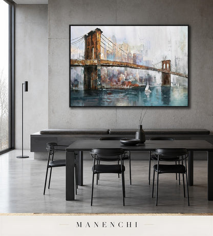 Dense Edifice | Contemporary Wall Art - original hand-painted painting by Manenchi, styled in a room setting