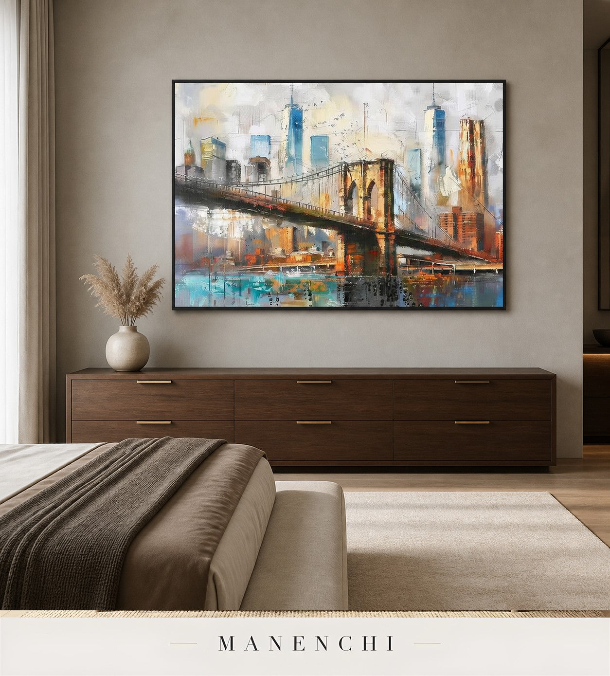 Incised Vista | Contemporary Wall Art - original hand-painted painting by Manenchi, styled in a room setting