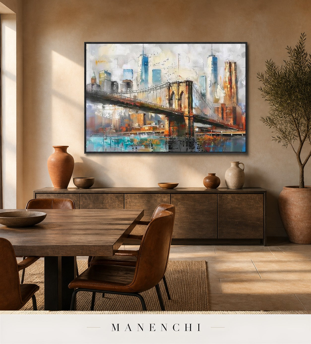 Incised Vista | Contemporary Wall Art - original hand-painted painting by Manenchi, styled in a room setting