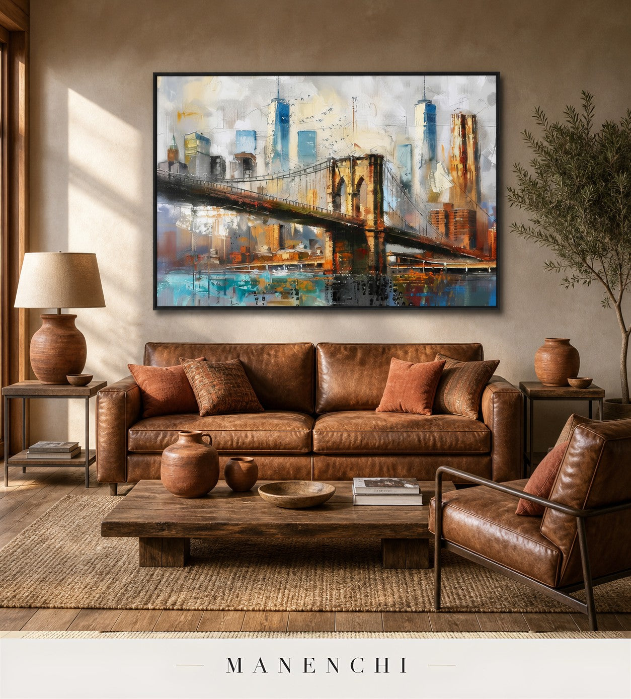 Incised Vista | Contemporary Wall Art - original hand-painted painting by Manenchi, styled in a room setting