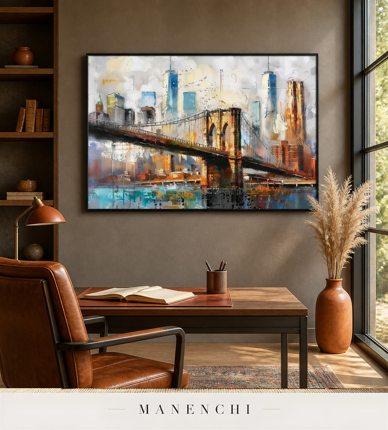 Incised Vista | Contemporary Wall Art - original hand-painted painting by Manenchi, styled in a room setting