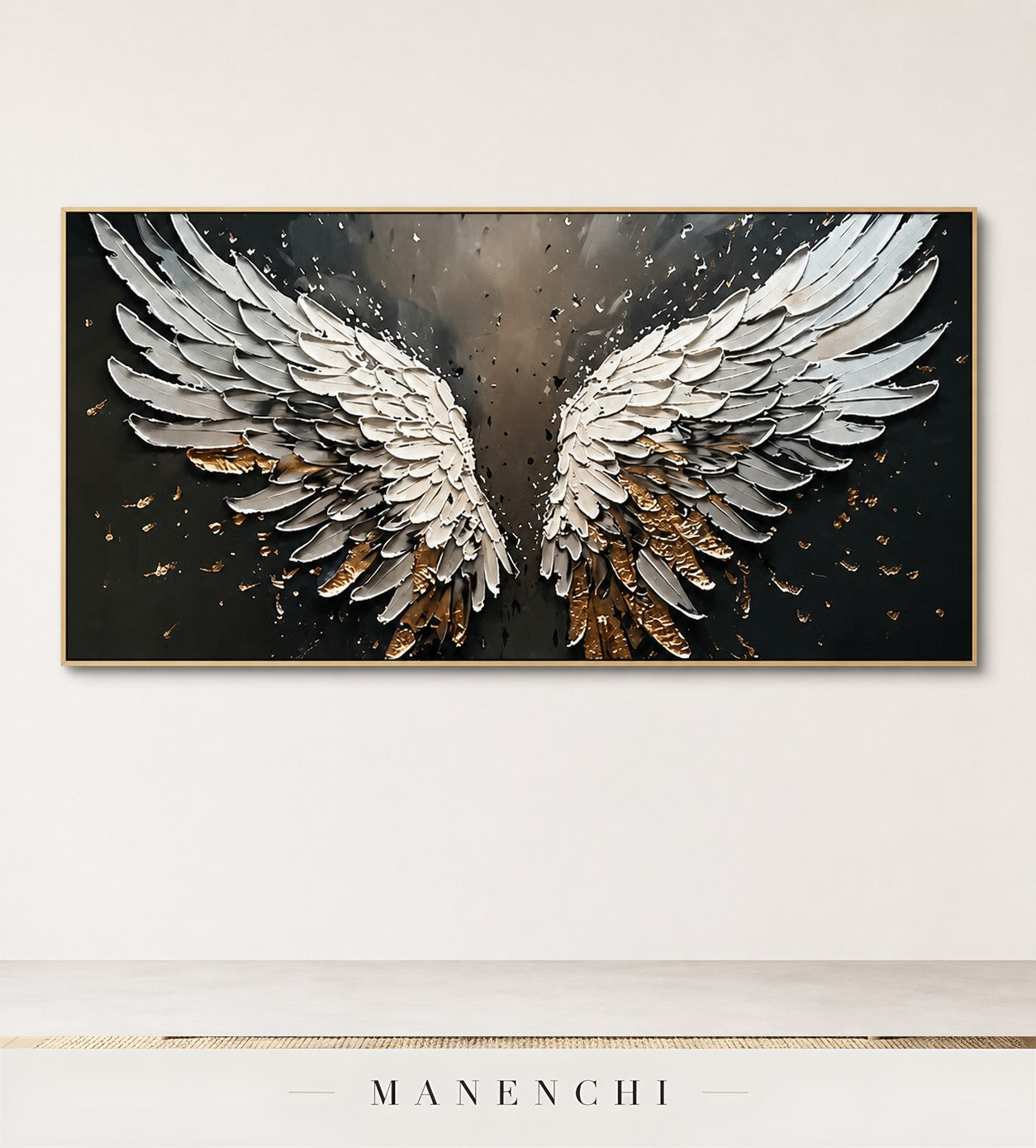 Wrought Span | Gold Leaf Wall Art - original hand-painted painting by Manenchi, styled in a room setting