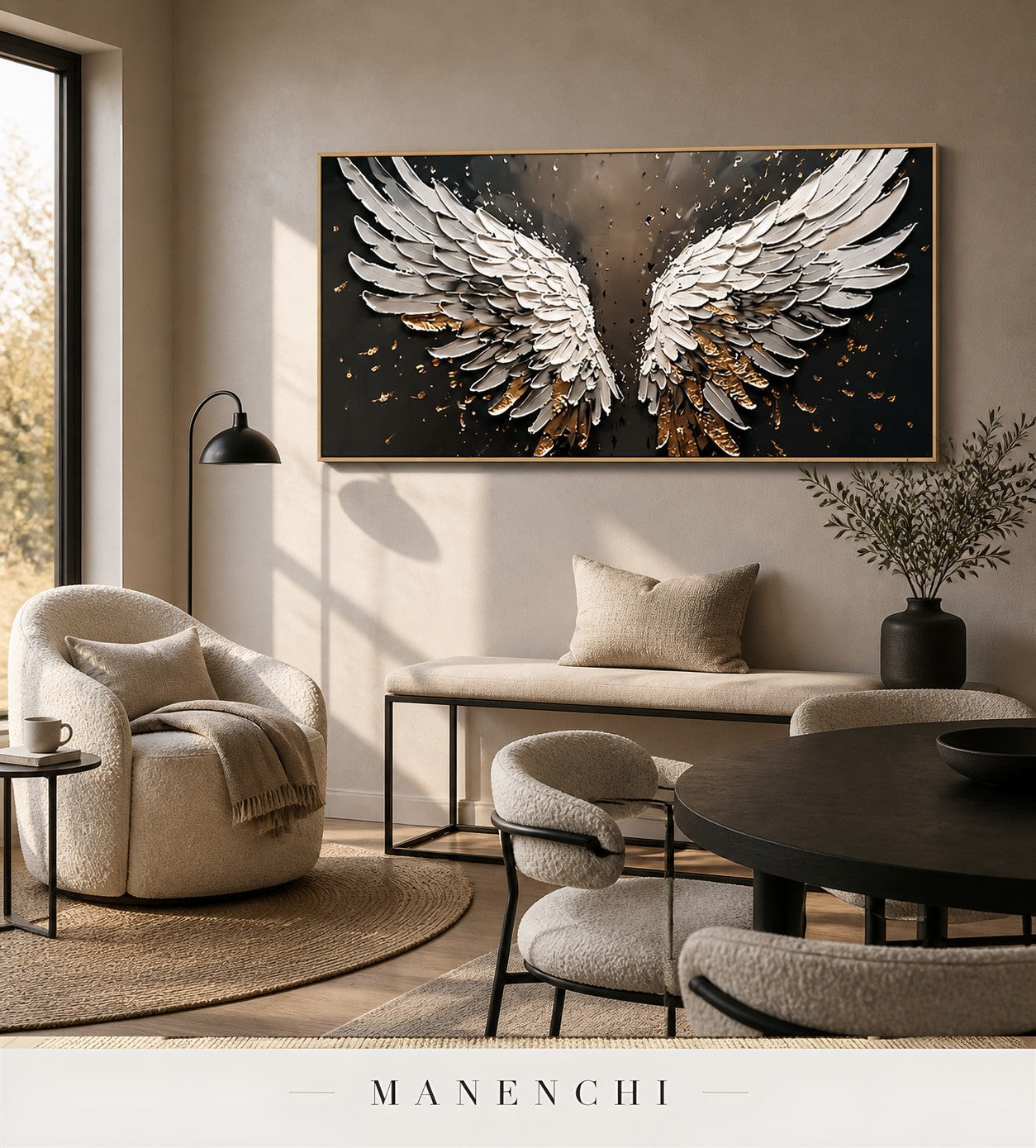 Wrought Span | Gold Leaf Wall Art - original hand-painted painting by Manenchi, styled in a room setting
