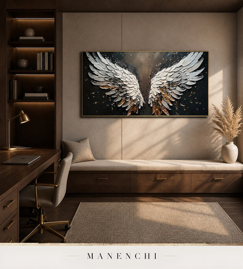 Wrought Span | Gold Leaf Wall Art - original hand-painted painting by Manenchi, styled in a room setting