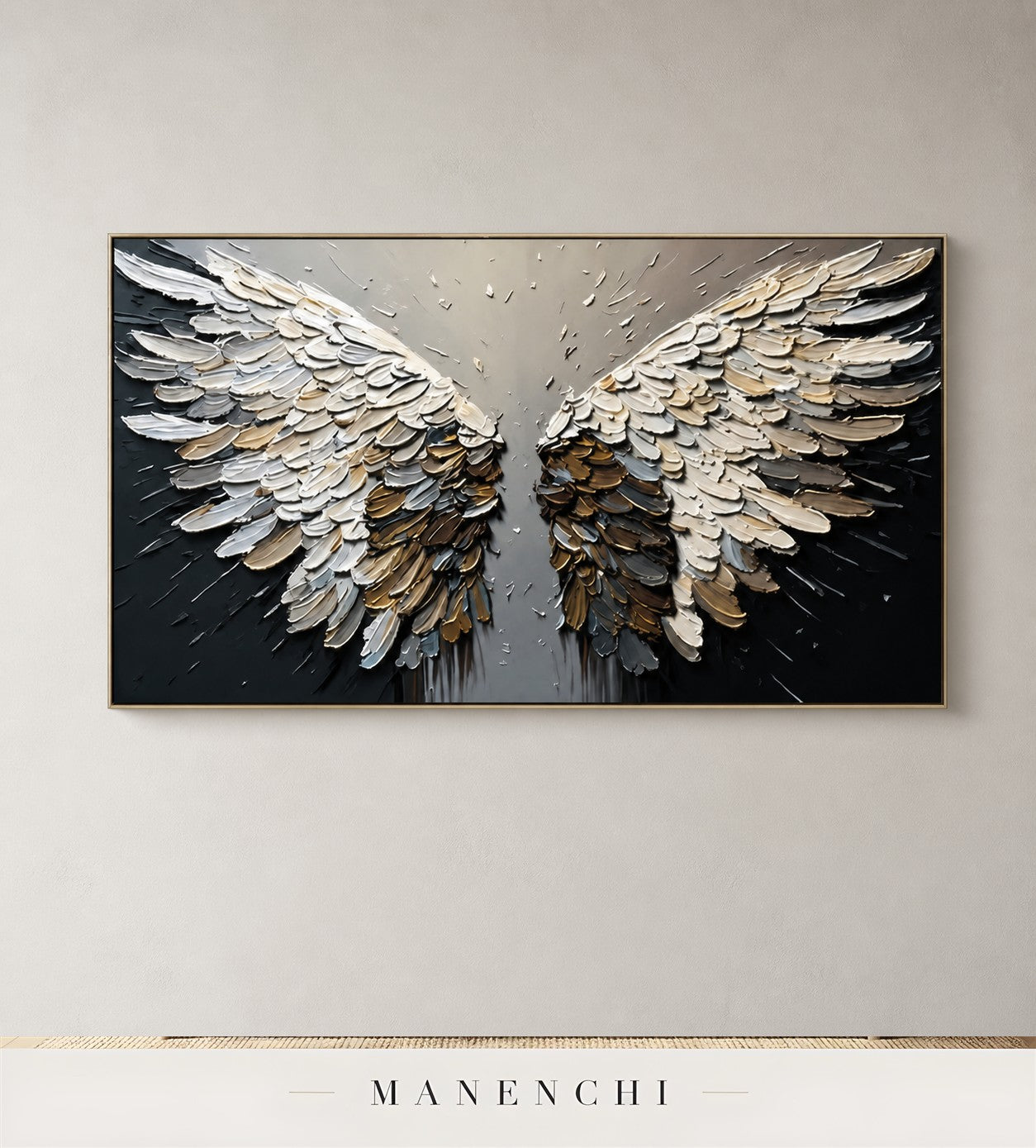 Prismatic Quills | Contemporary Wall Art - original hand-painted painting by Manenchi, styled in a room setting