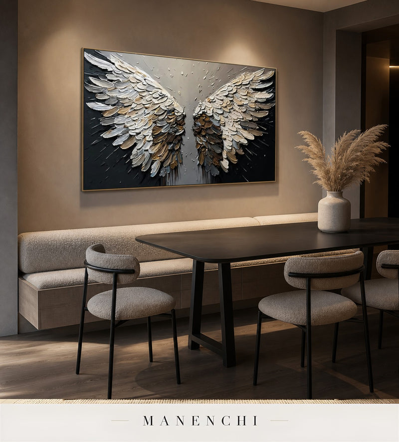 Prismatic Quills | Contemporary Wall Art - original hand-painted painting by Manenchi, styled in a room setting