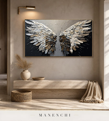 Prismatic Quills | Contemporary Wall Art - original hand-painted painting by Manenchi, styled in a room setting