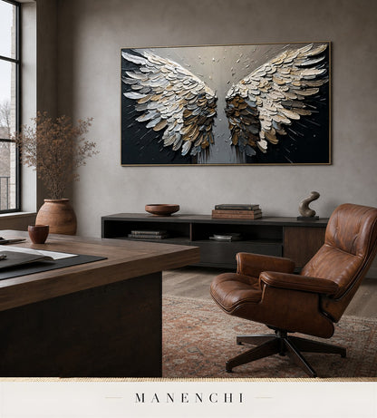 Prismatic Quills | Contemporary Wall Art - original hand-painted painting by Manenchi, styled in a room setting