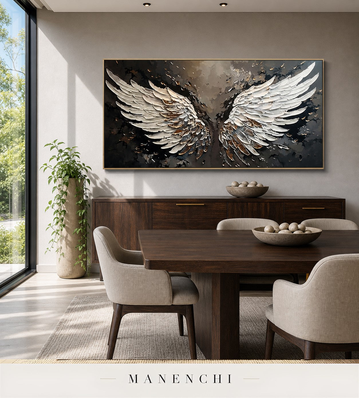 Wrought Vanes | Gold Leaf Wall Art - original hand-painted painting by Manenchi, styled in a room setting