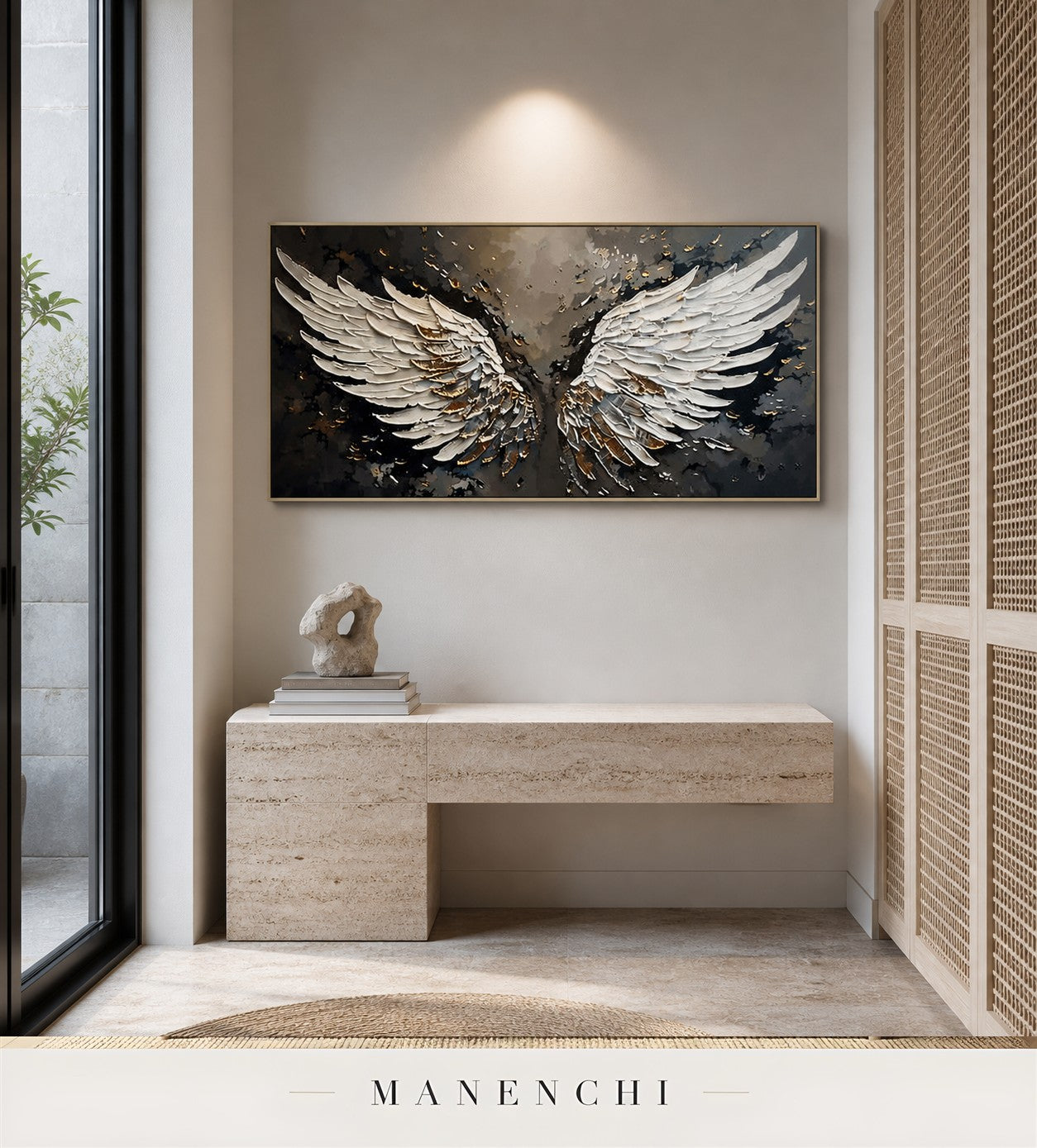 Wrought Vanes | Gold Leaf Wall Art - original hand-painted painting by Manenchi, styled in a room setting