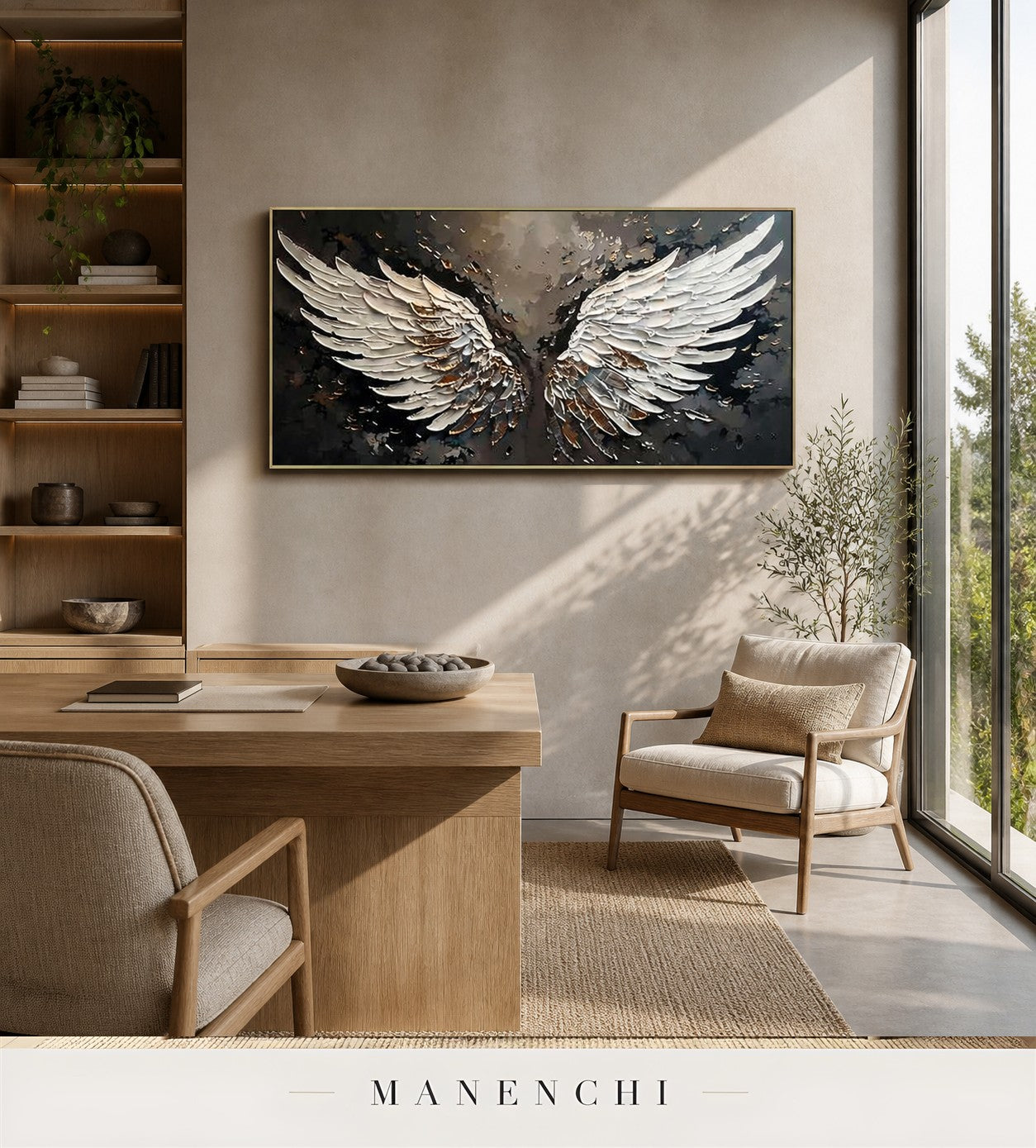 Wrought Vanes | Gold Leaf Wall Art - original hand-painted painting by Manenchi, styled in a room setting