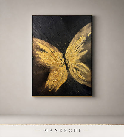 Crystalline Gleam | Gold Leaf Wall Art - original hand-painted painting by Manenchi, styled in a room setting