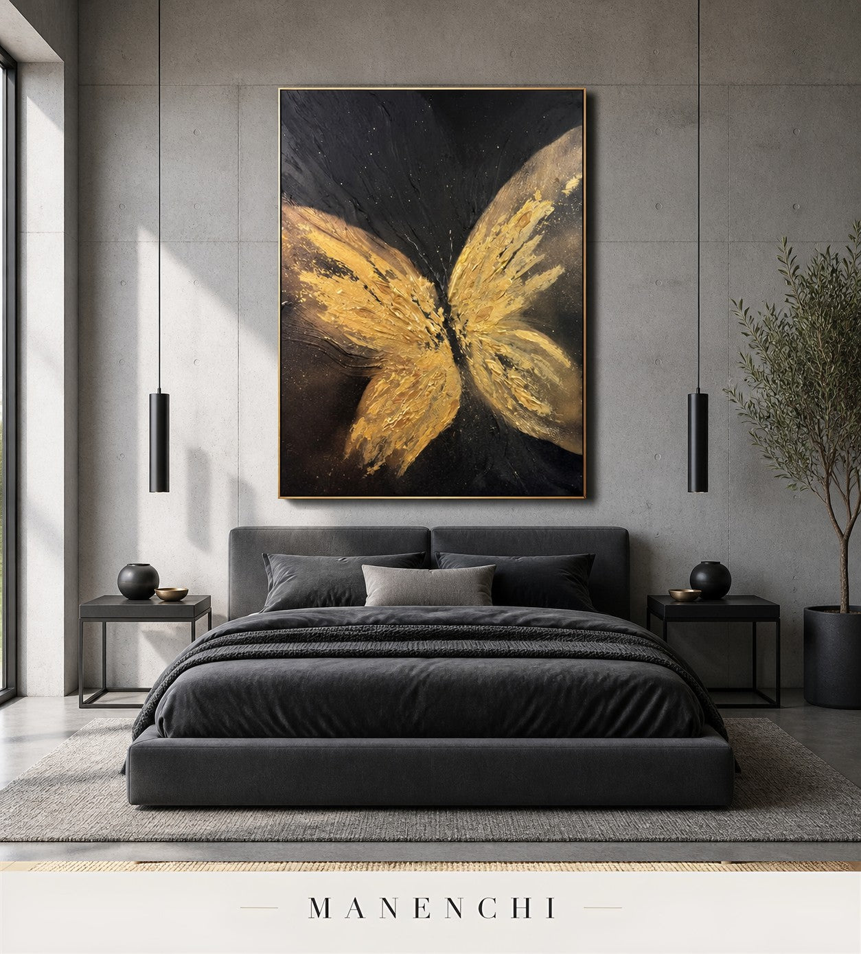 Crystalline Gleam | Gold Leaf Wall Art - original hand-painted painting by Manenchi, styled in a room setting