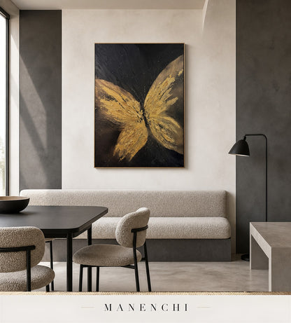 Crystalline Gleam | Gold Leaf Wall Art - original hand-painted painting by Manenchi, styled in a room setting