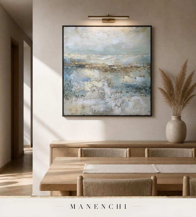 Chiseled Coast | Wabi-Sabi Wall Art - original hand-painted painting by Manenchi, styled in a room setting
