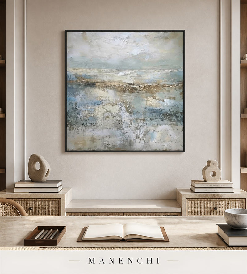 Chiseled Coast | Wabi-Sabi Wall Art - original hand-painted painting by Manenchi, styled in a room setting