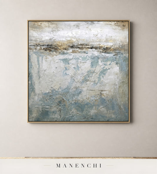 Glacial Flow | Contemporary Wall Art - original hand-painted painting by Manenchi, styled in a room setting